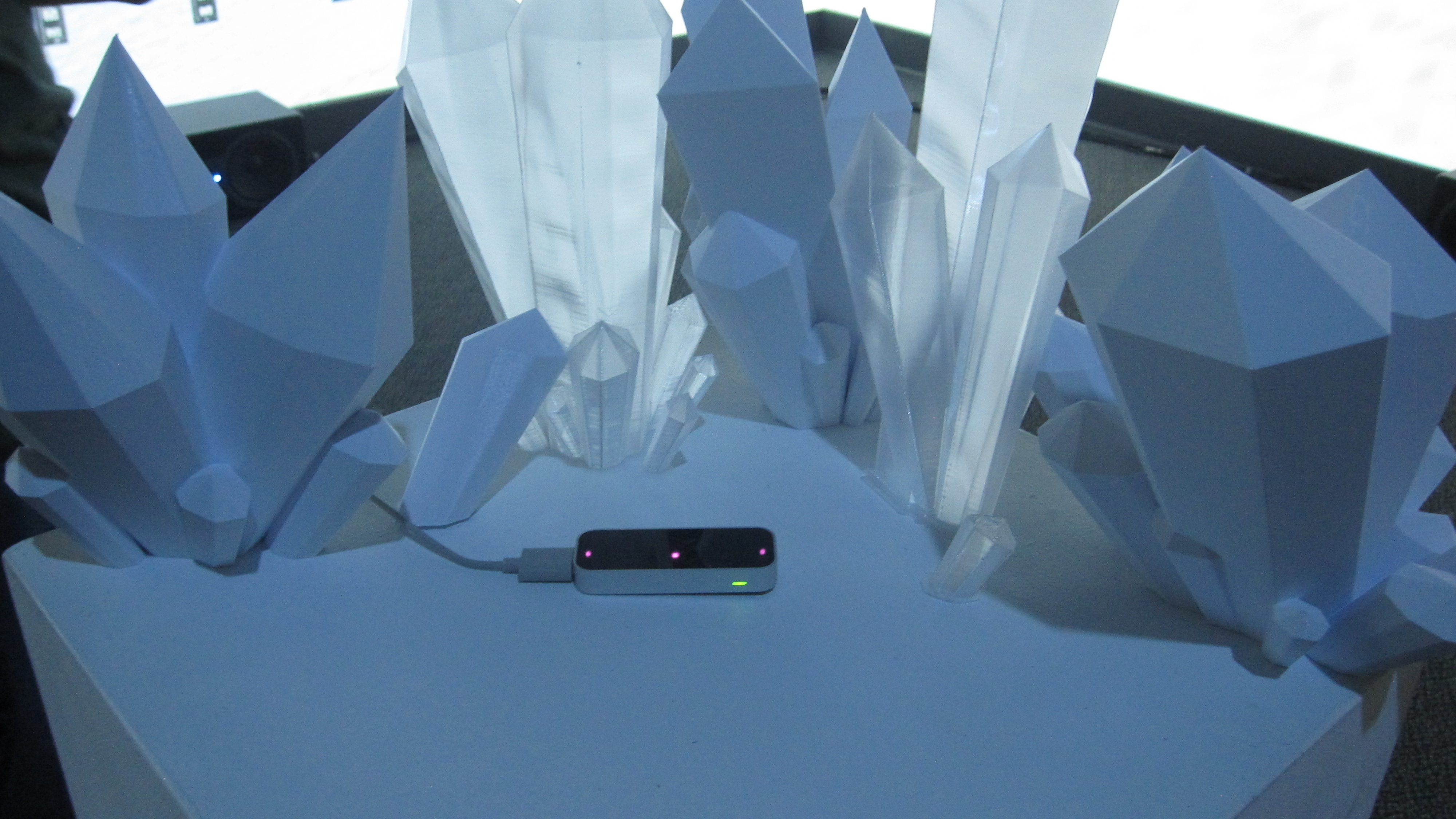 3D printed crystals surrounding Leap Motion sensor